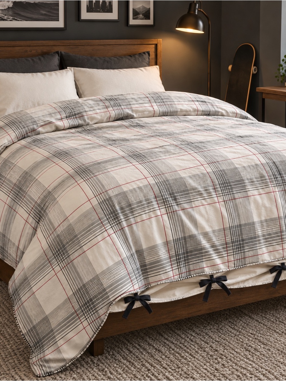 Vintage Charter Club Queen Duvet Cover Cotton Plaid 92x95 Made USA